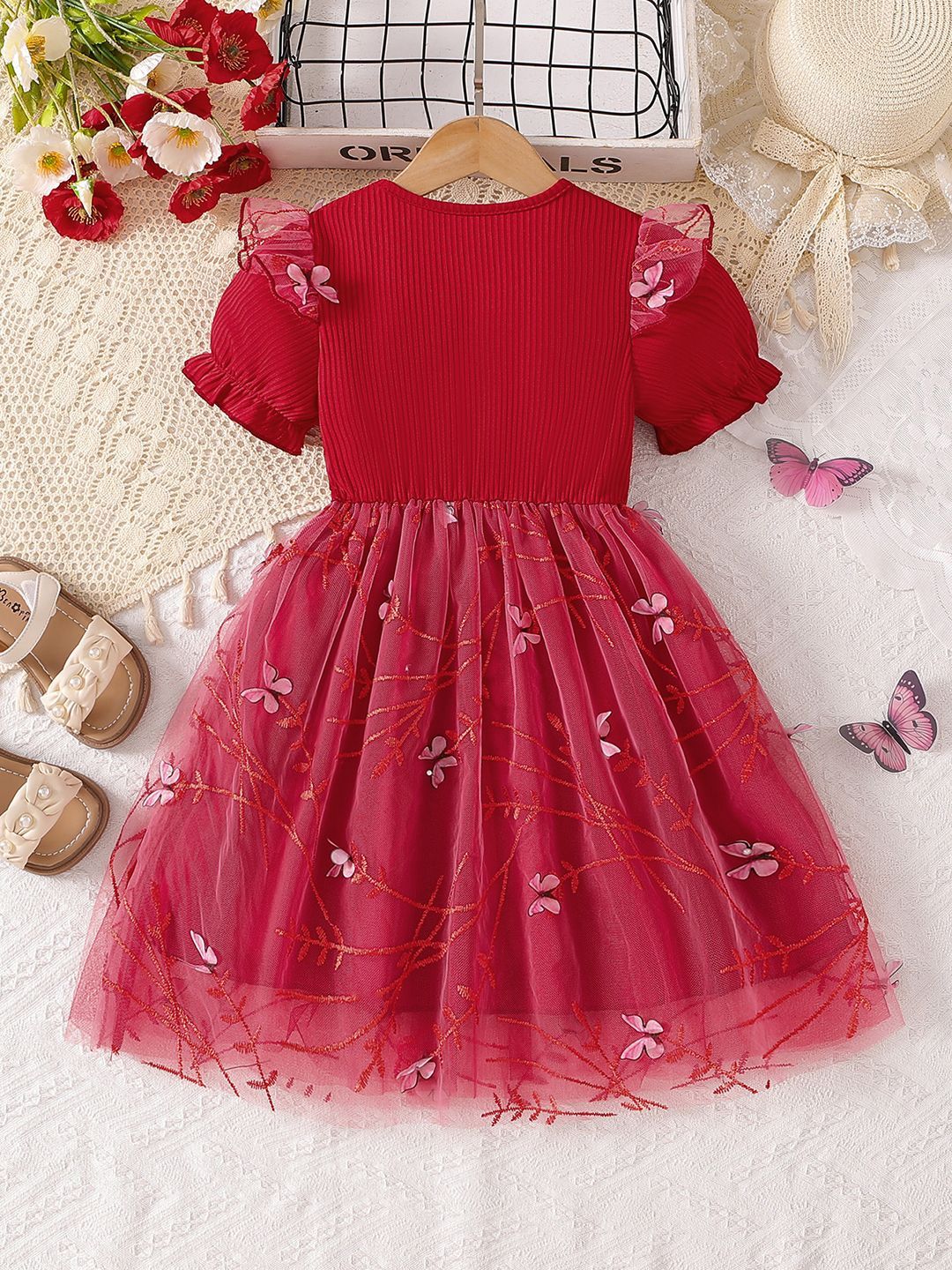 YK Girls Embroidered Applique Party Dress