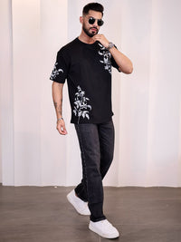 Eszett Men Floral Printed Round Neck Cotton Oversized T-shirt