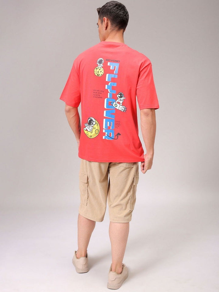 The Indian Garage Co Men Typography Printed Round Neck Cotton Oversized T-shirt