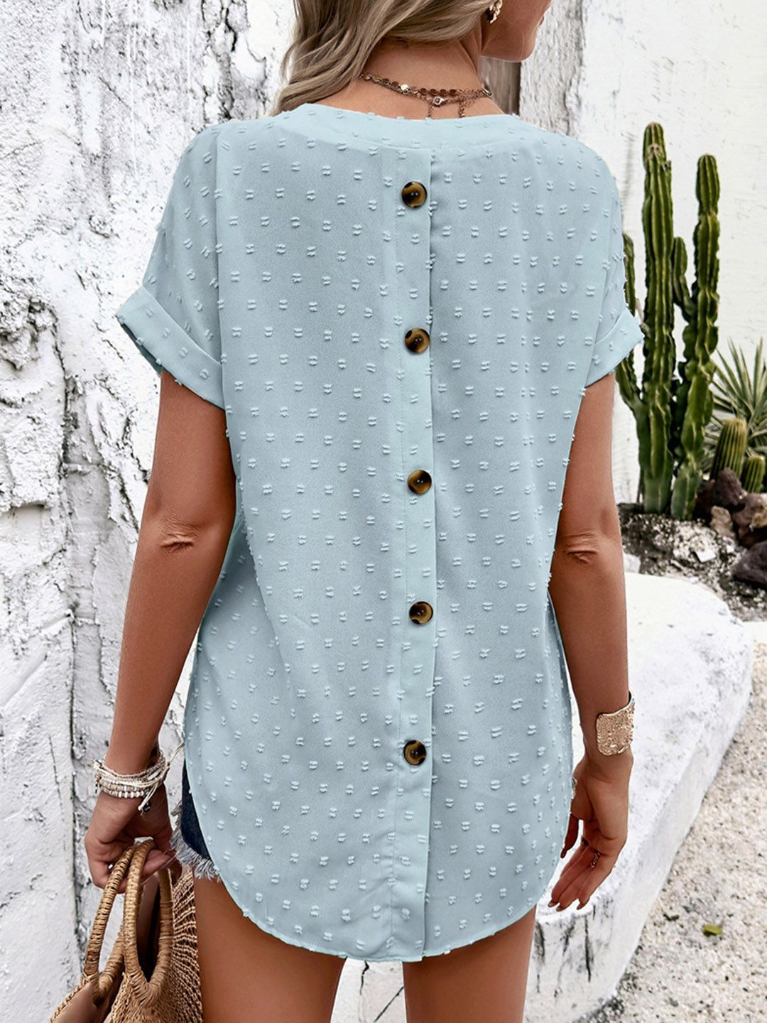 all about you Abstract Printed Mandarin Collar  Top
