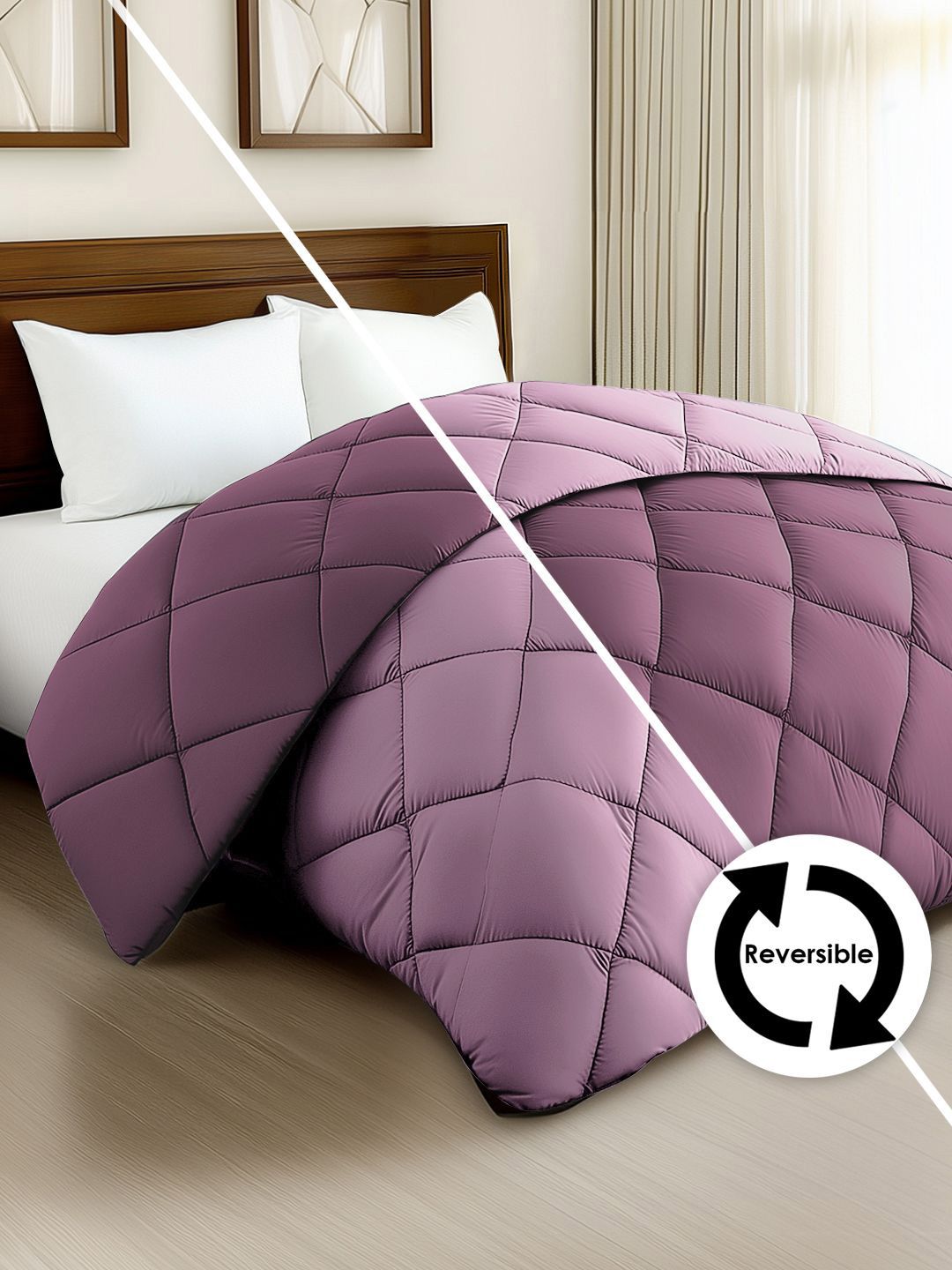 Story@home Purple & Pink Solid Reversible 240 GSM Heavy Winter Double Bed Comforter