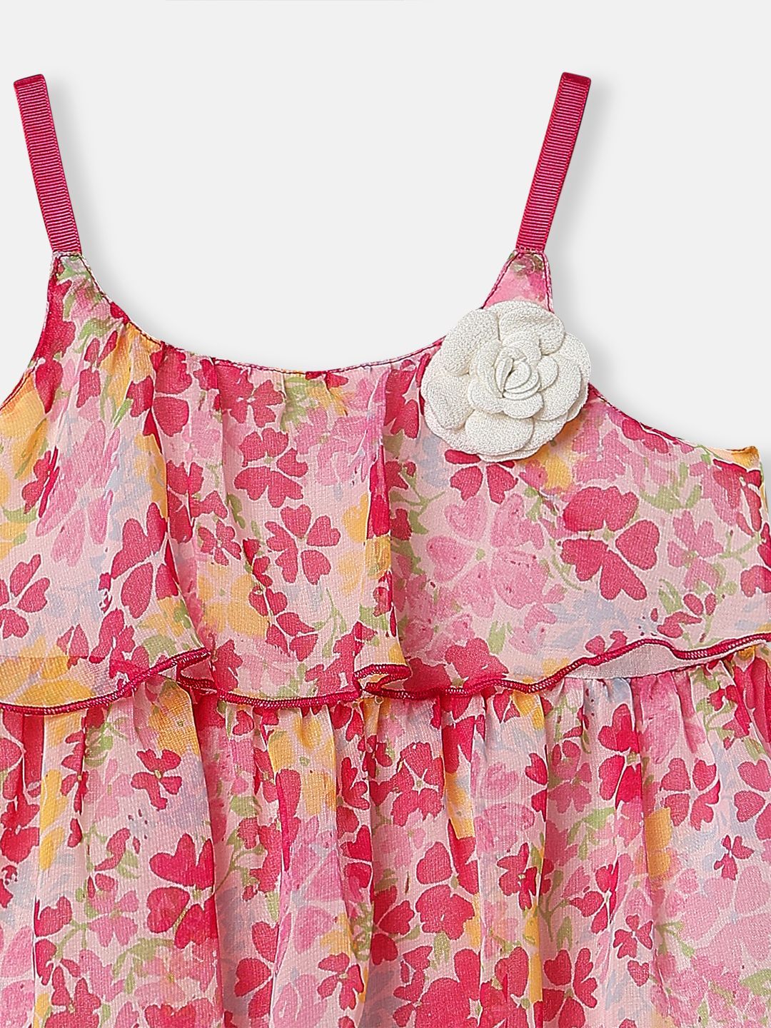 Nauti Nati Girls Sleeveless Floral Printed Knee Length Georgette Dress