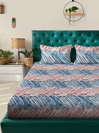 KLOTTHE Abstract 300 TC Cotton Blend Fitted Super King Double Bedsheet Set