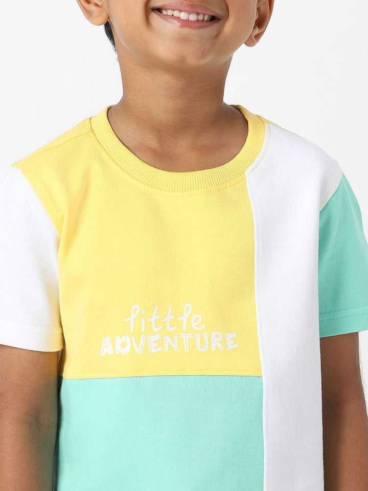 Nauti Nati Boys Colourblocked T-shirt with Shorts