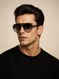 IRUS by IDEE Unisex Grey Lens & Black Aviator Sunglasses with UV Protected Lens
