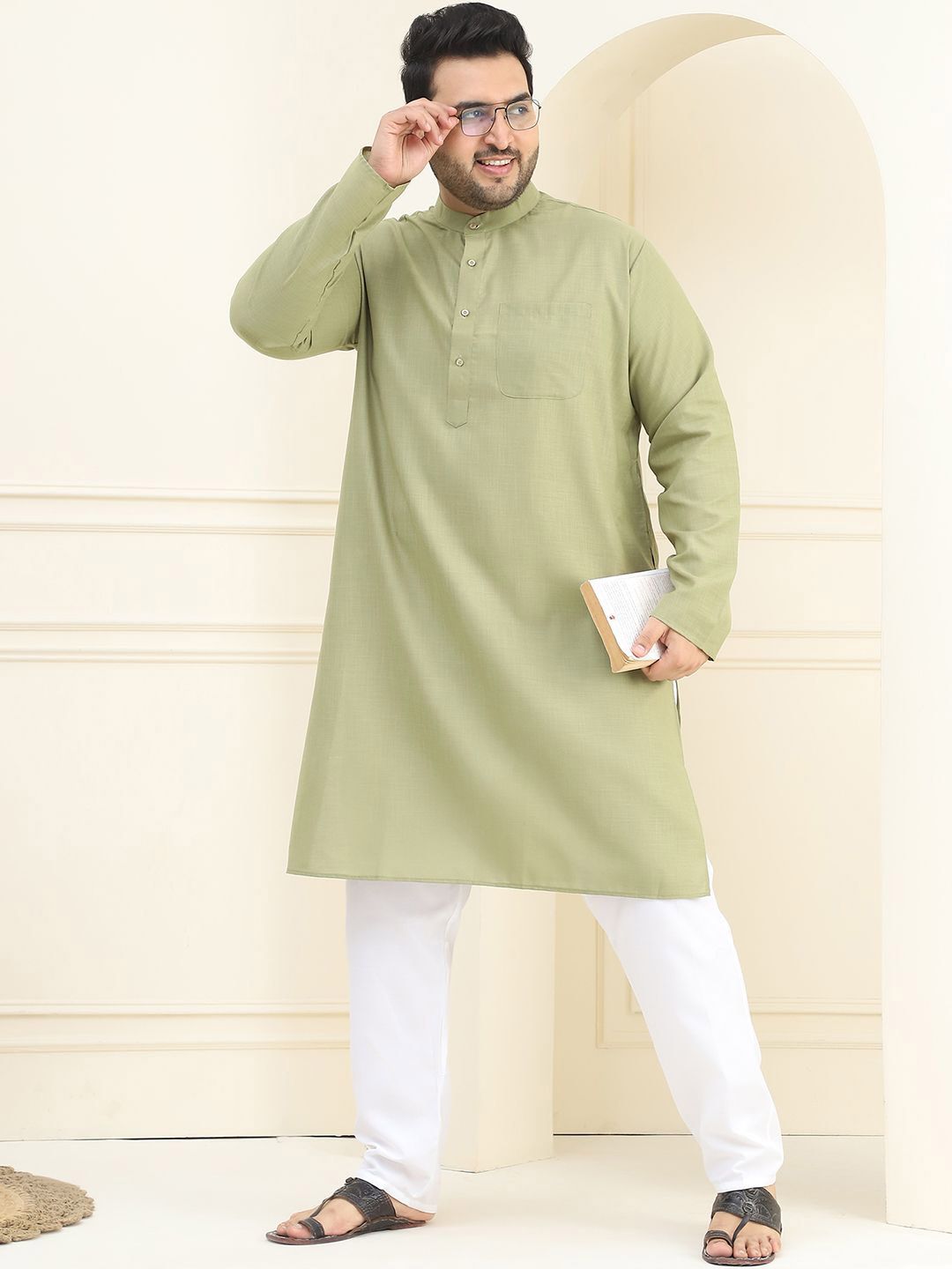 SOJANYA PLUS Plus Size Pure Cotton Kurta with Pyjama
