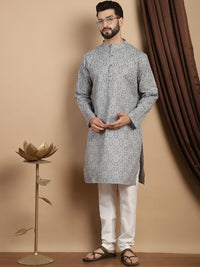 Anouk Geometric Printed Regular Pure Cotton Straight Kurta With Pyjamas