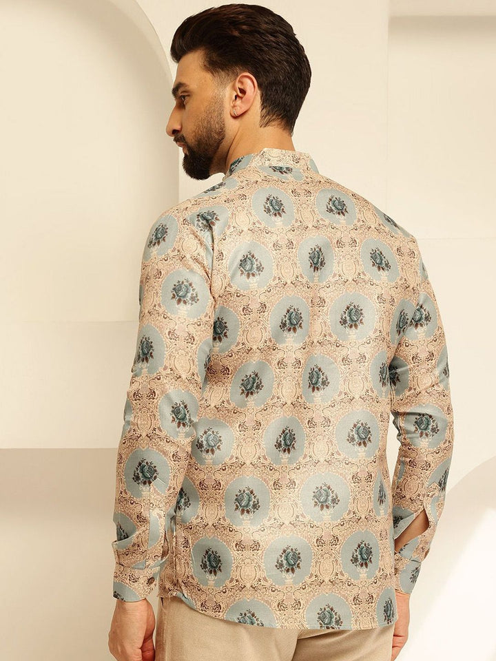SOJANYA Floral Printed Cotton Straight Short Kurta