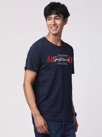 ADRO Men Typography Printed Round Neck Cotton T-shirt