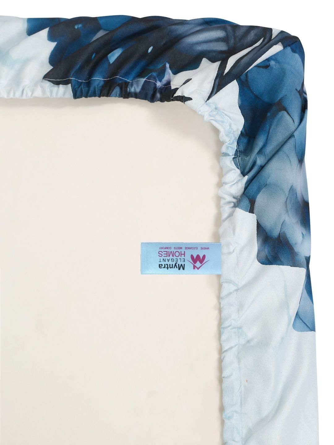 Myntra Elegant Blue Floral Printed Fitted 400 TC Single 7D Bedsheet & 1 Pillow Cover