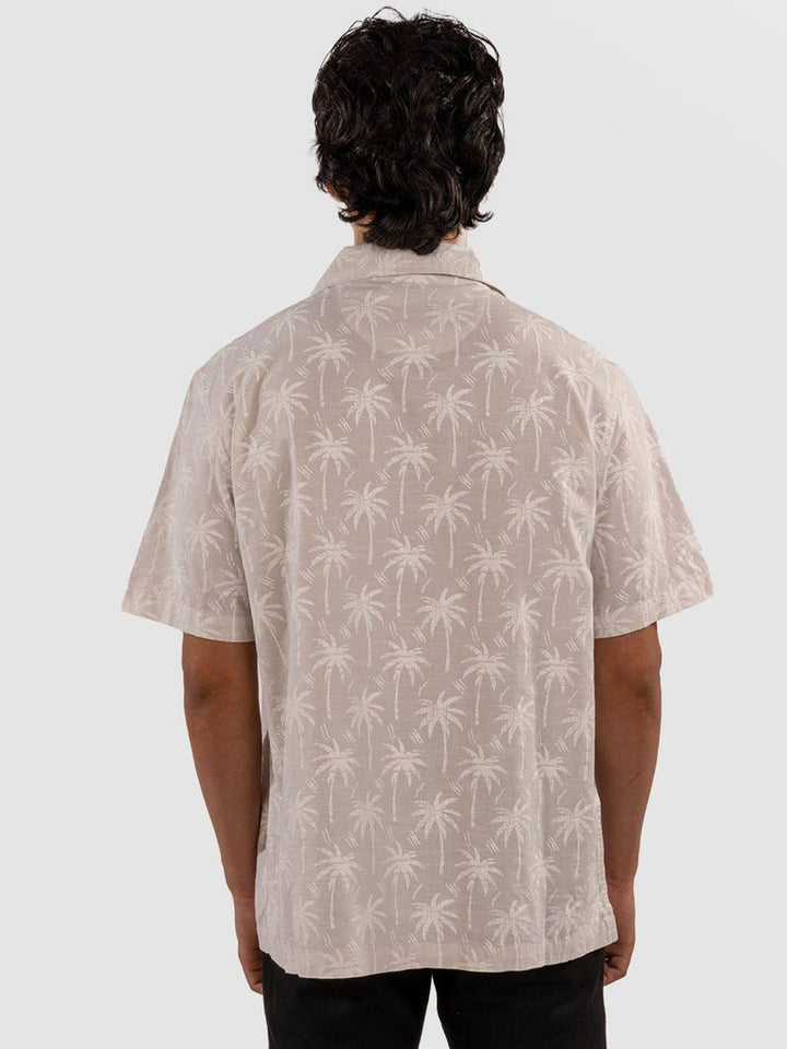 Eszett Floral Printed Spread Collar Baju Kapas Tulen Kasual