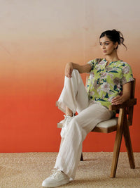 SANSKRUTIHOMES Women Floral Printed Extended Sleeves Pure Cotton Top