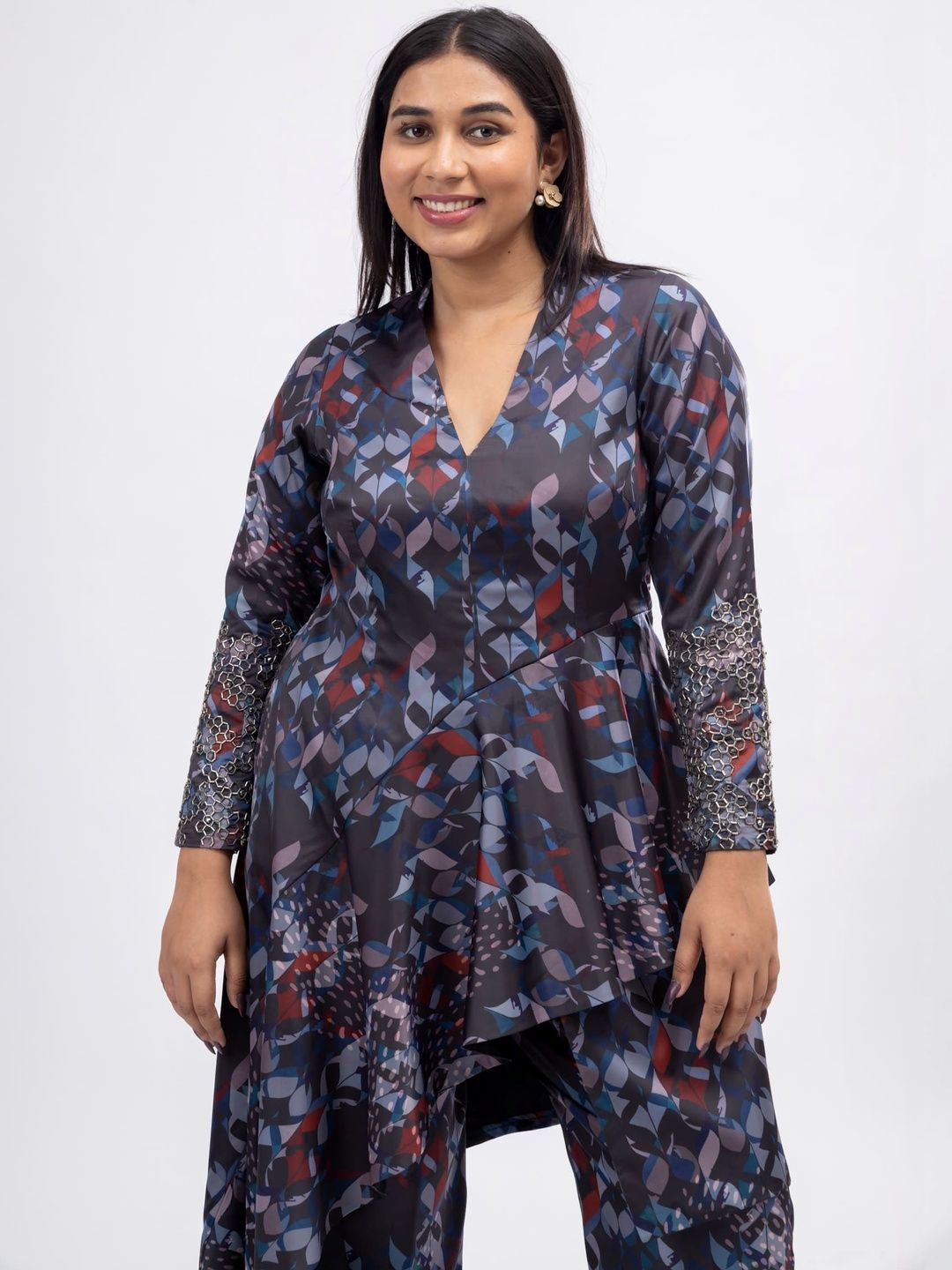 Mamicha Printed V-Neck Top & Trousers Co-Ords