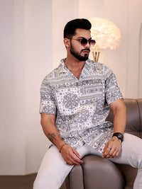 Eszett Men Ethnic Motifs Printed Cuban Collar Casual Shirt