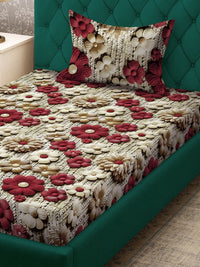Myntra Elegant Multicoloured Floral 300 TC Single 7D Bedsheet with 1 Pillow Cover