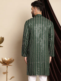 Anouk Embellished Band Collar Sequins Detail Cotton Straight Kurta