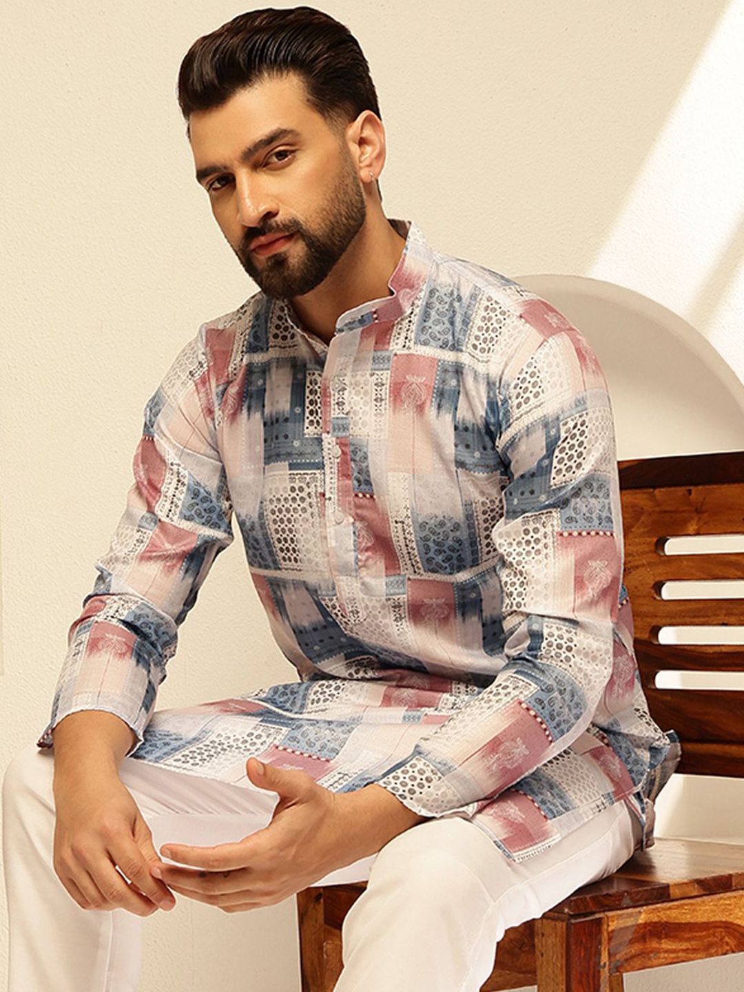SOJANYA Geometric Printed Cotton Straight Kurta