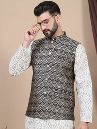 Anouk Black Printed Straight Pure Cotton Kurta with Churidar