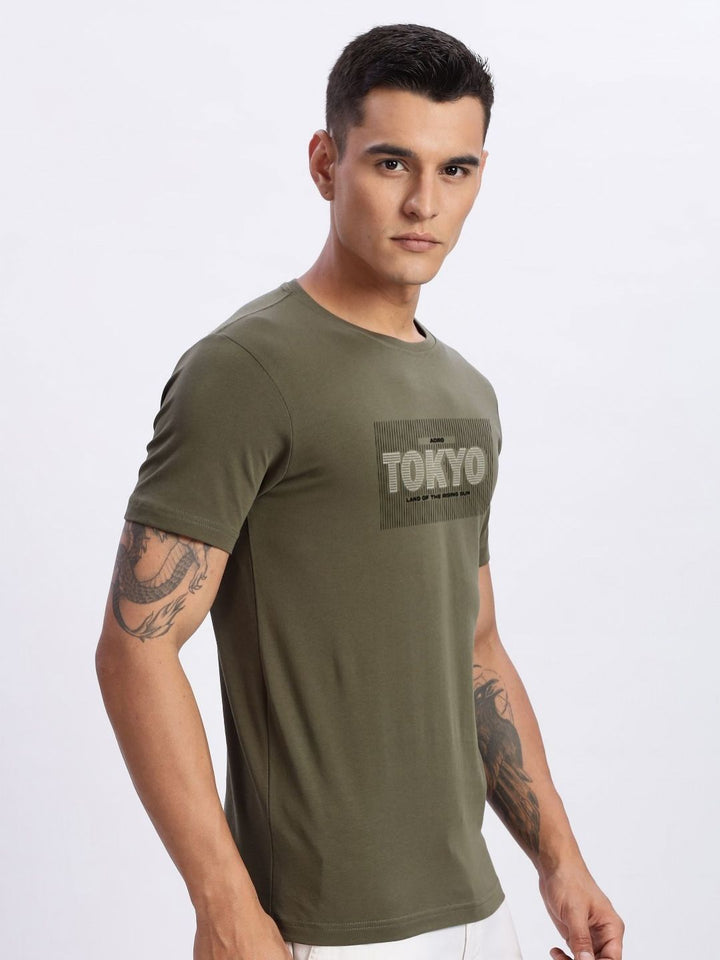ADRO Men Typography Printed Round Neck Cotton T-shirt