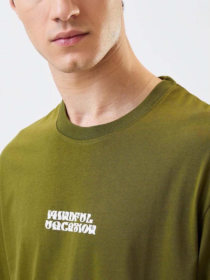 SPYKAR Men Typography Printed Round Neck Cotton Relaxed Fit T-shirt