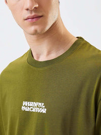 SPYKAR Men Typography Printed Round Neck Cotton Relaxed Fit T-shirt