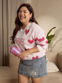 Berrylush Curve Women Conversational Printed Pullover Sweater