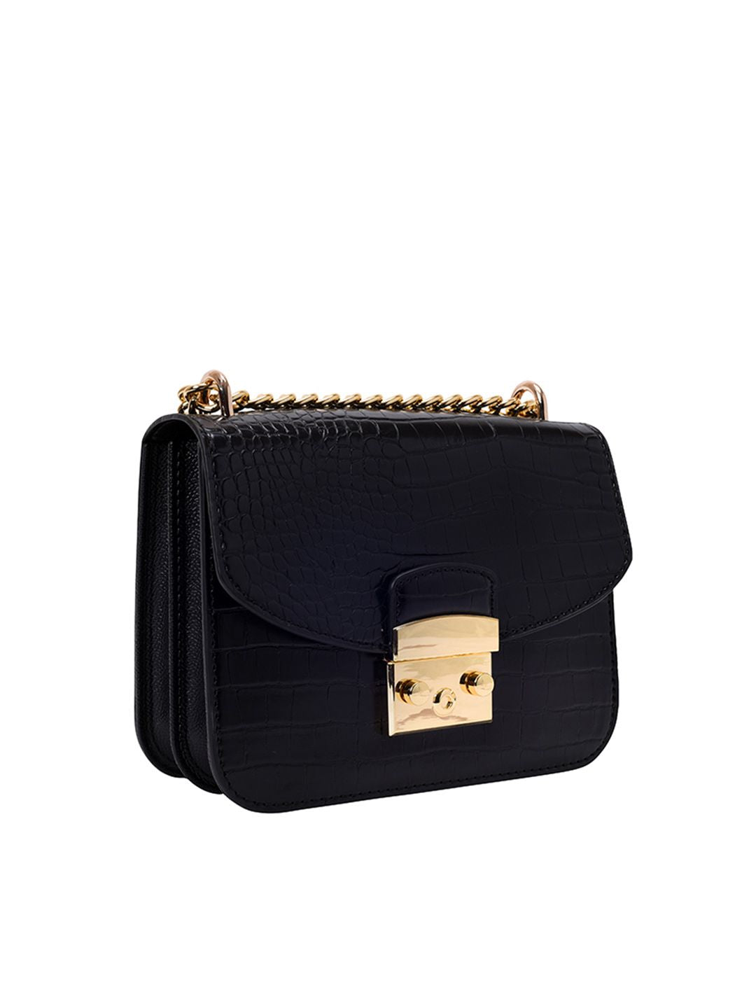 Lino Perros Croc Textured Structured Shoulder Bag