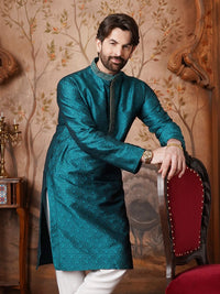 SOJANYA Woven Design Mandarin Collar Straight Kurta