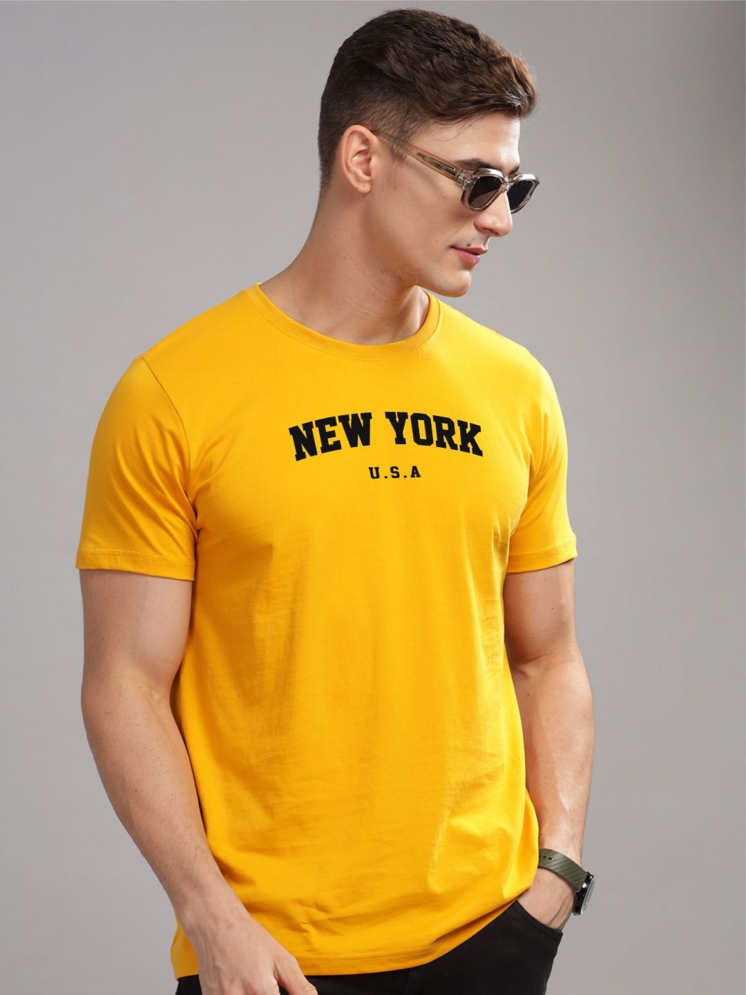 ADRO Men Typography Printed Applique T-shirt