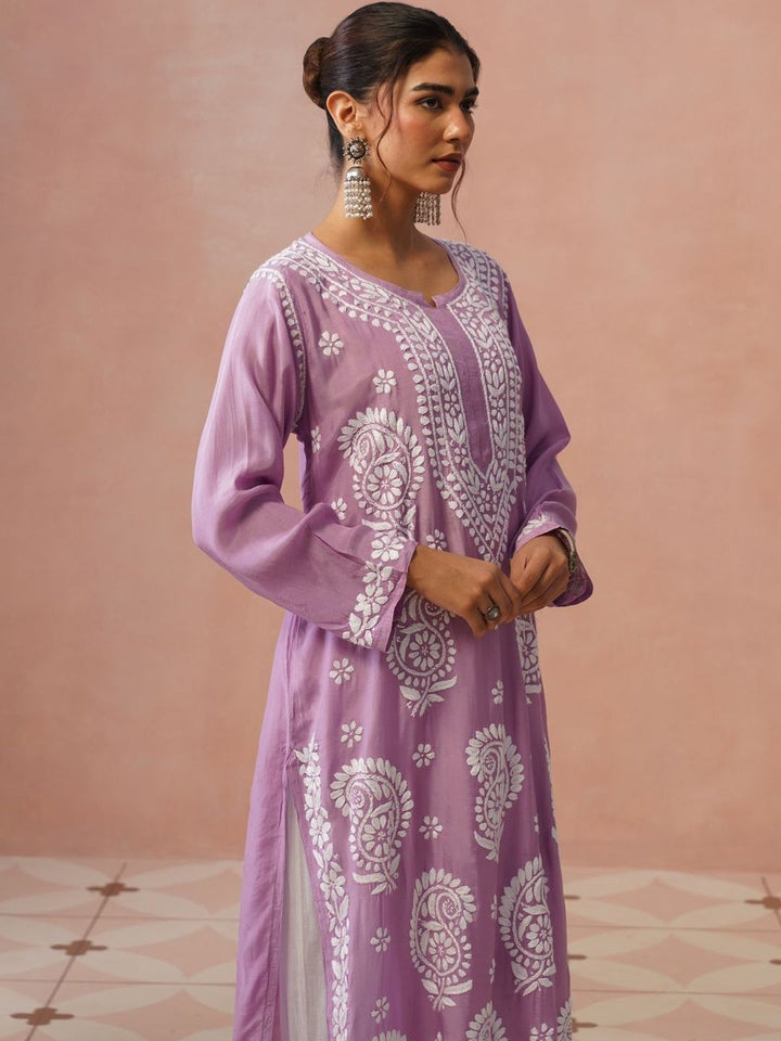 House of Chikankari Women Embroidered Chikankari White Romance Kurta