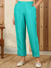 W Solid Women Straight Fit Pleated Casual Trousers