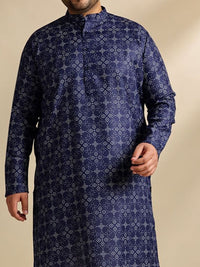 SOJANYA PLUS Ethnic Motifs Printed Mandarin Collar Straight Cotton Linen Kurta