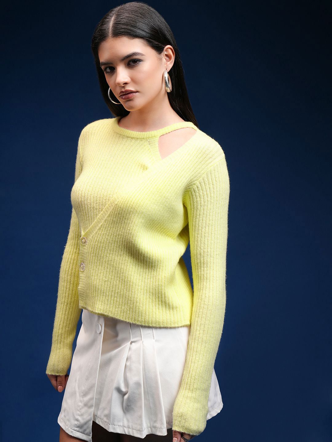 Tokyo Talkies Women Long Sleeves Front-Open Sweater