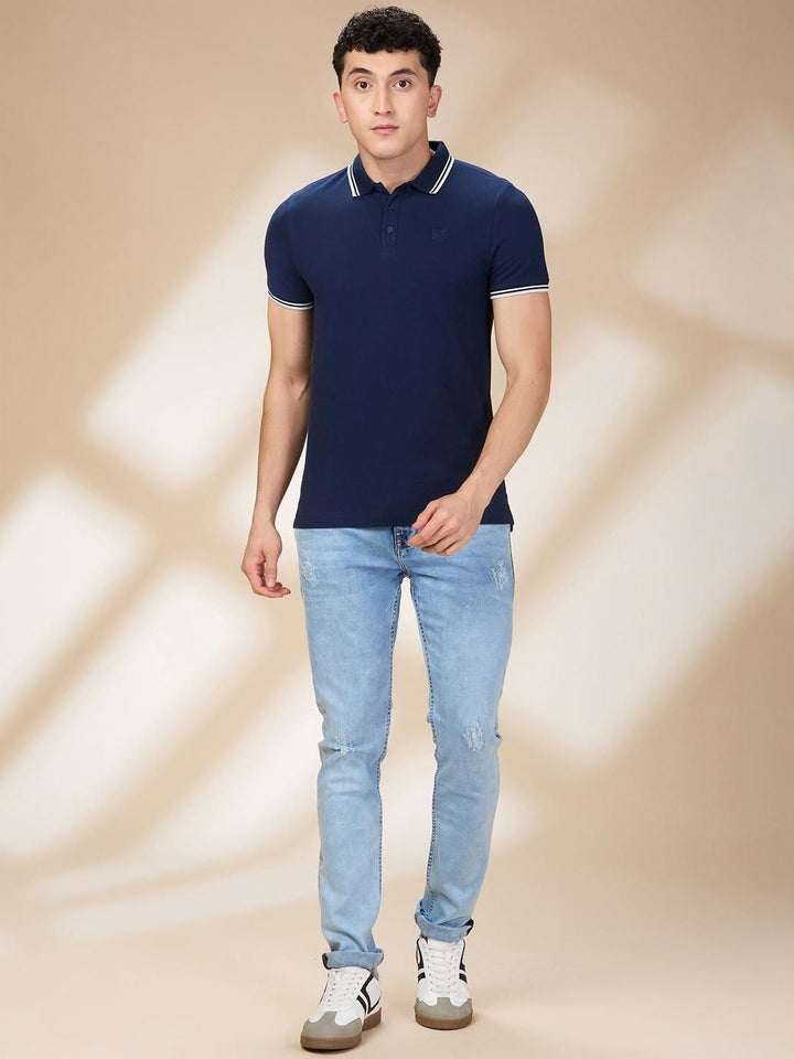 Being Human Men Solid Polo Collar Cotton Slim Fit T-shirt