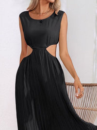 DressBerry Round Neck Cut-Outs Midi Dress