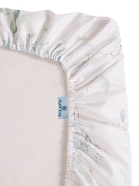 KLOTTHE White Floral Printed Fitted 400 TC Double King 7D Bedsheet With 2 Pillow Cover