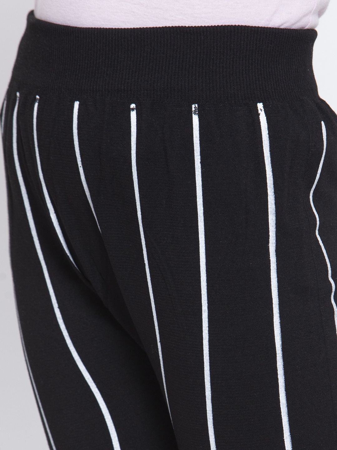 KLOTTHE Girls Striped Slim Fit Ankle Length Joggers Trousers