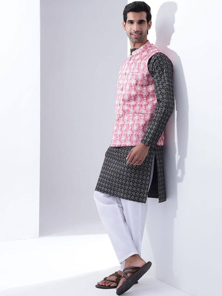 Anouk Men Printed Jodhpuri Kurta dengan Piyama