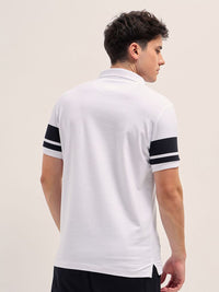 THE BEAR HOUSE Men Striped Polo Collar Cotton T-shirt