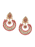 PANASH Gold Plated Kundan Contemporary Drop Earrings