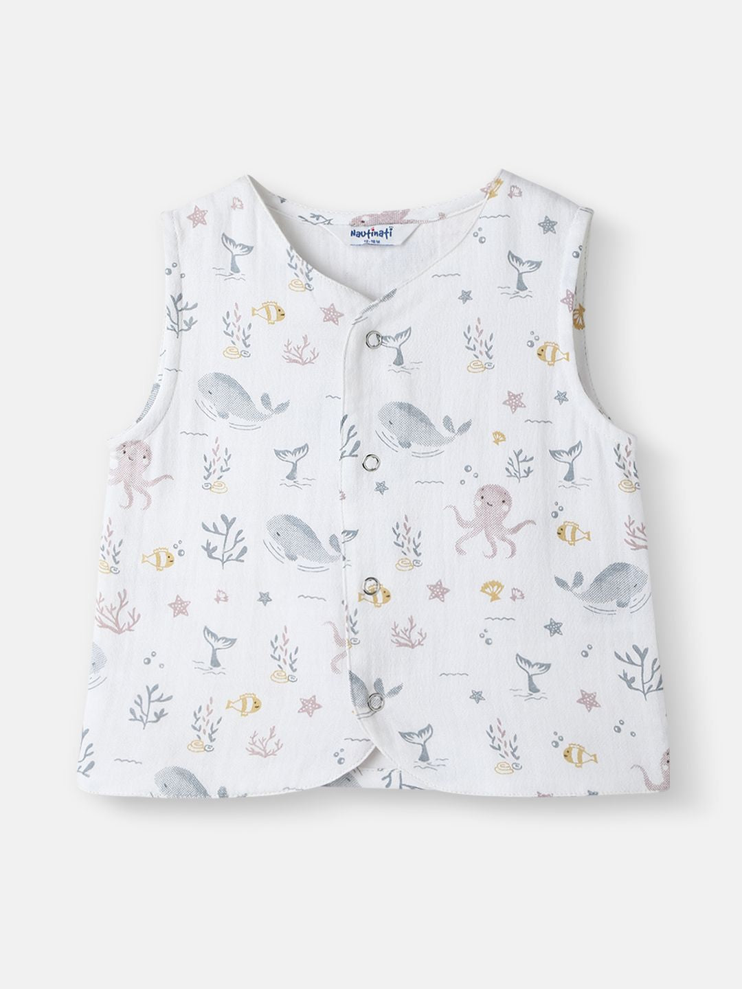 Nauti Nati Boys Printed Pure Cotton Jhabla With Shorts