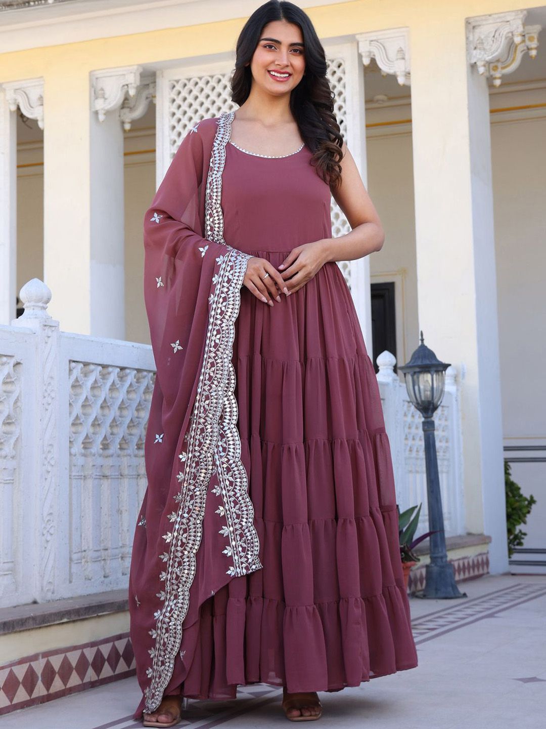 KALINI Women Layered Kurta with Pyjamas & With Dupatta