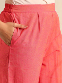 Motif Etnik Wanita Mamicha Bercetak Cermin Biasa Bekerja Kurta Kapas Tulen dengan Seluar
