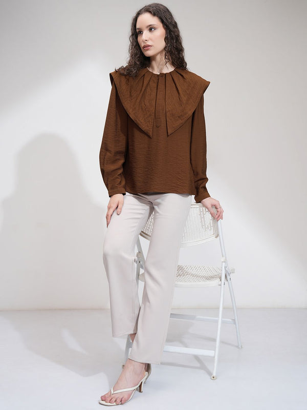 ESPYR By Tokyo Talkies Women Solid Exaggerated Collar Top