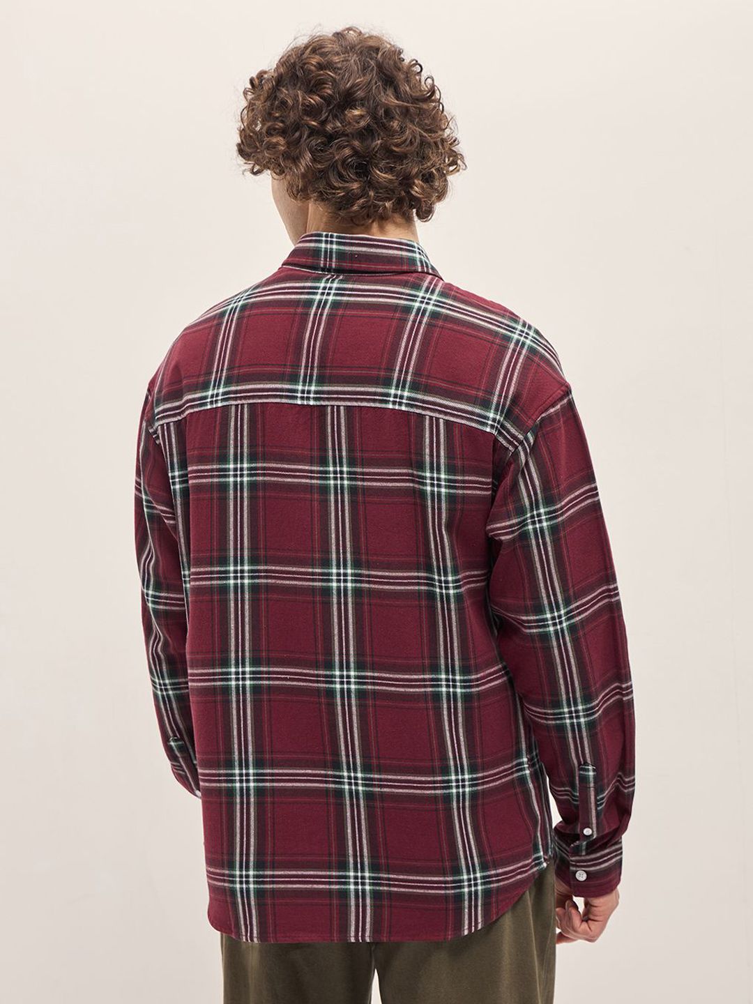 THE BEAR HOUSE Men Spread Collar Tartan Checked Cotton Relaxed Fit Casual Shirt