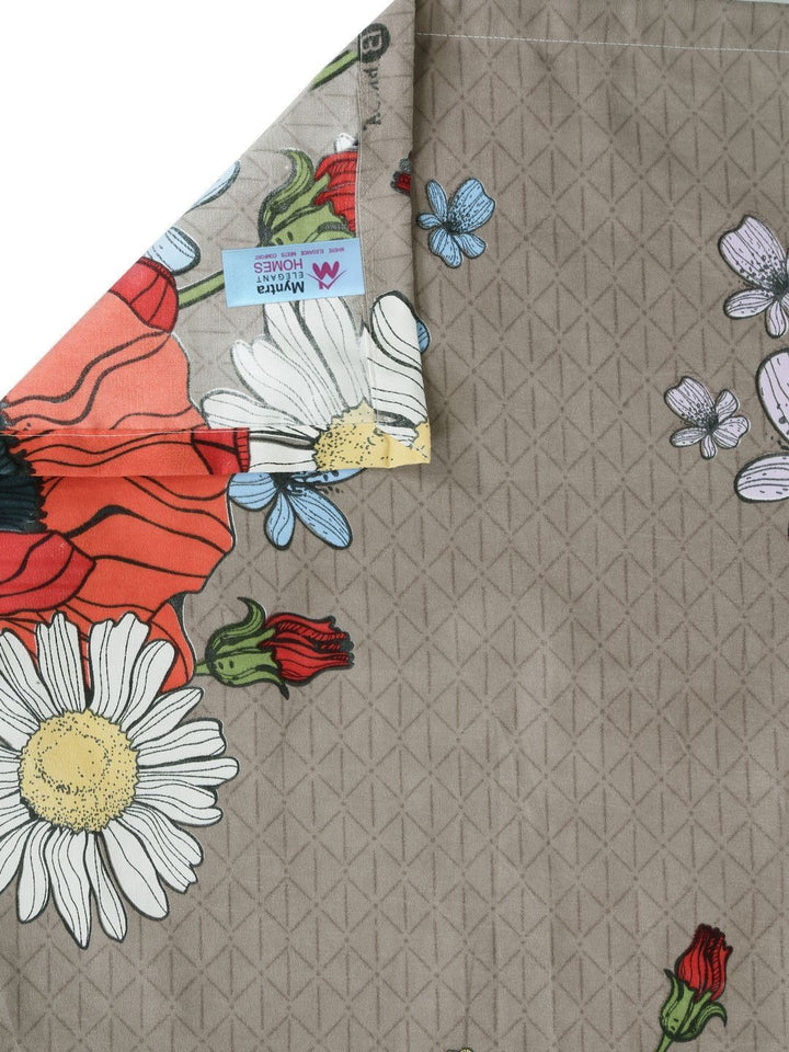 Myntra Elegant Homes Grey & Red Floral 300 TC King Bedsheet with 2 Pillow Covers