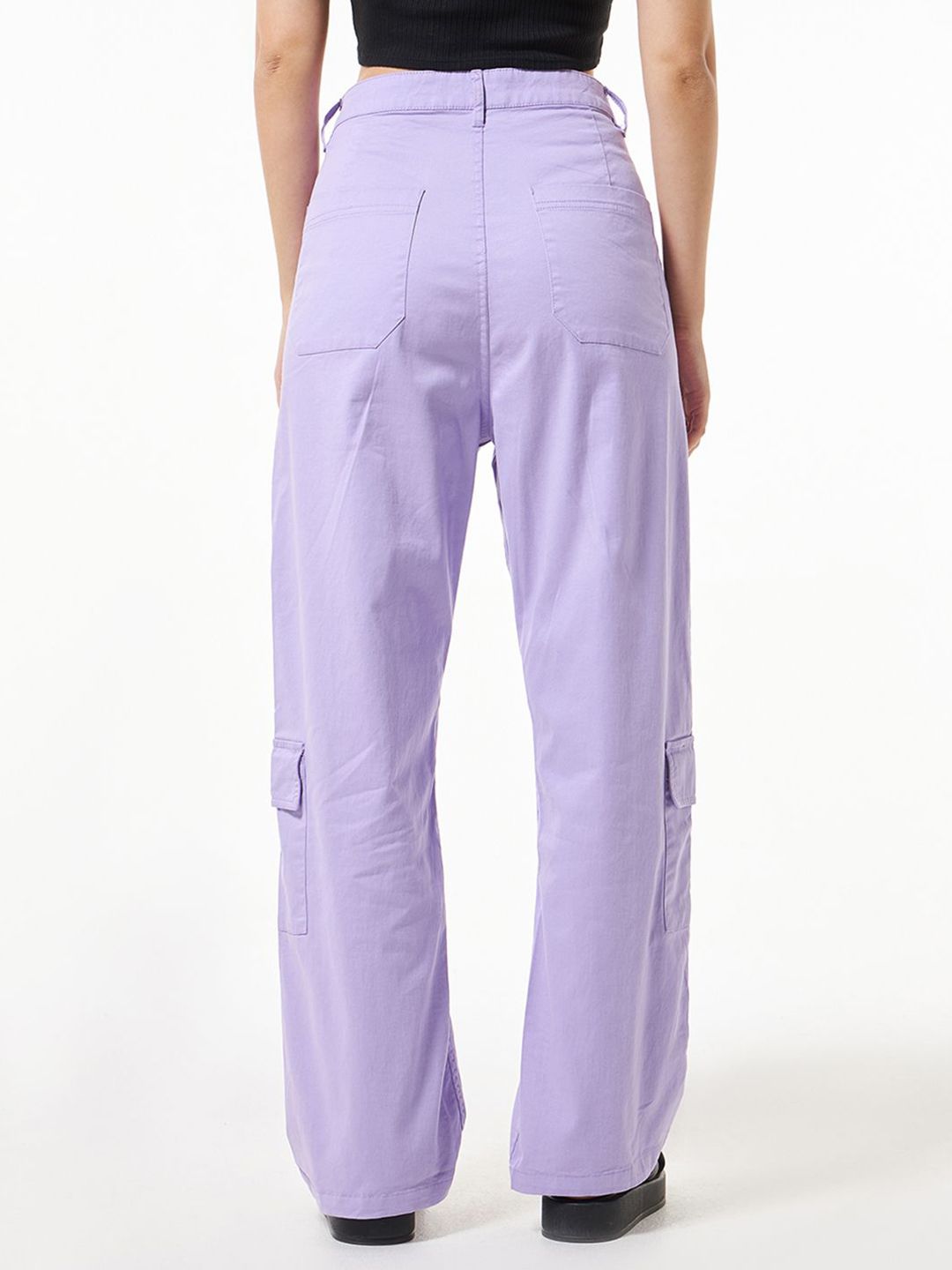 Bewakoof Women Cotton Oversized High-Rise Cargos Trousers