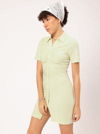 DressBerry Ruched Texture Knit Bodycon Mini Dress