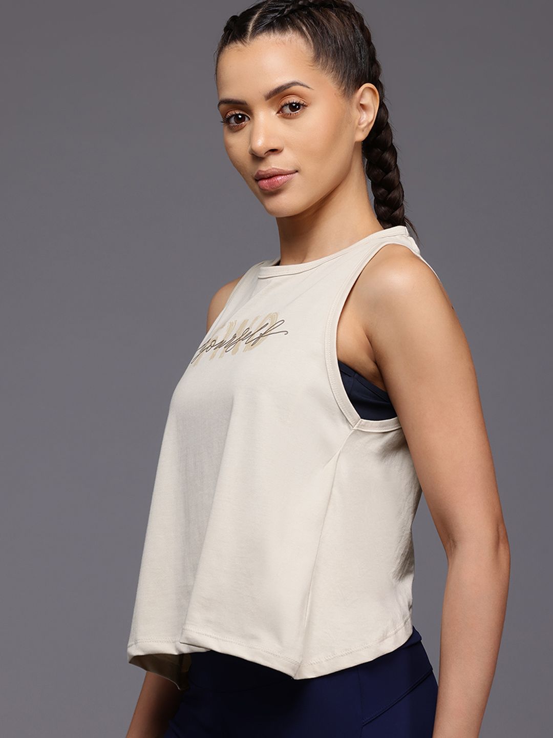 HRX by Hrithik Roshan Printed Style Back Yoga T-shirt