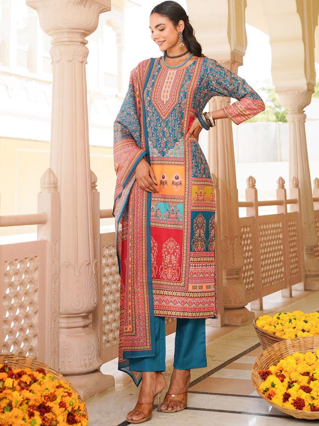 KALINI Women Ethnic Motifs Printed  Kurta with Trousers & With Dupatta